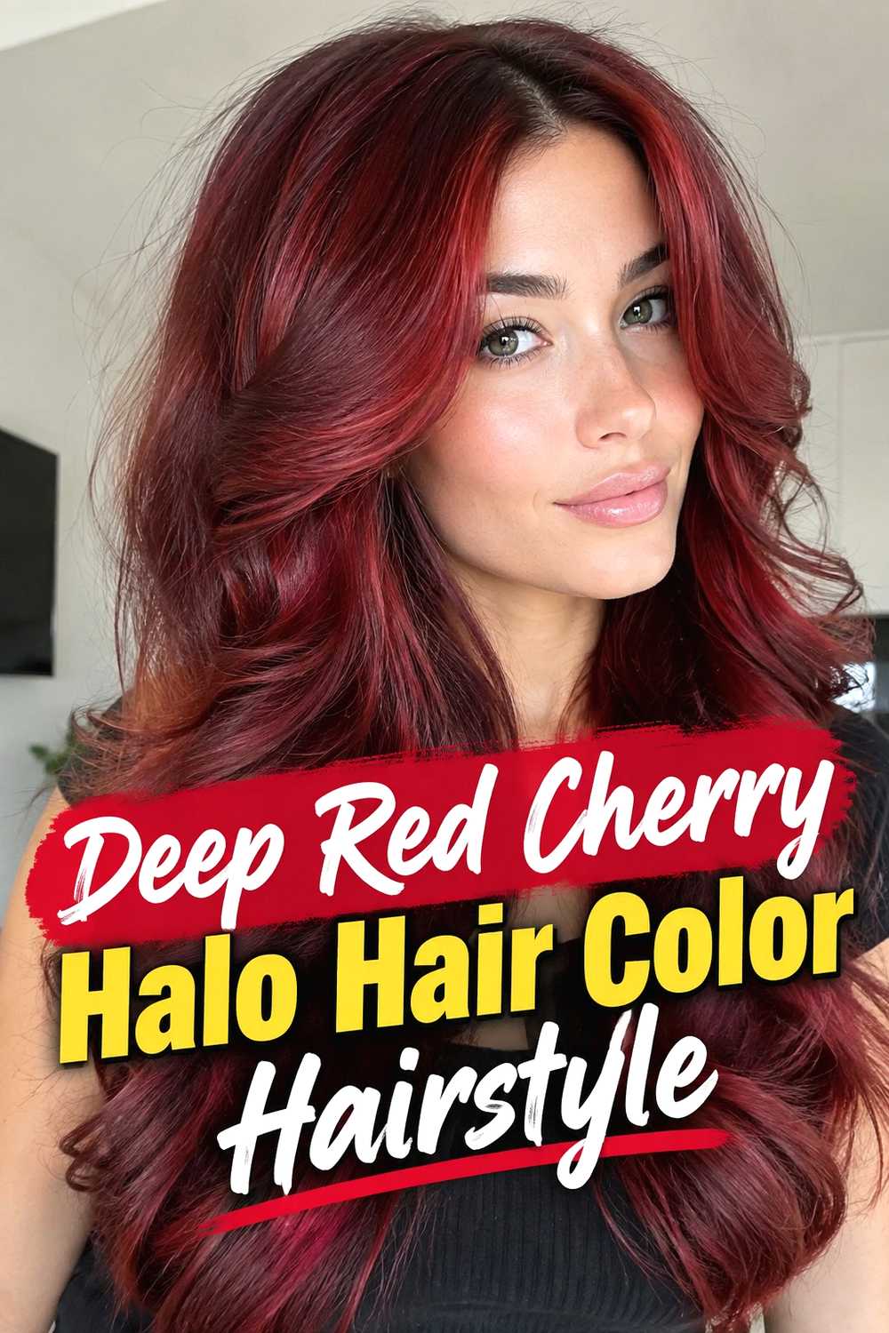 15. Deep Red Cherry Halo Hair Color Hairstyle