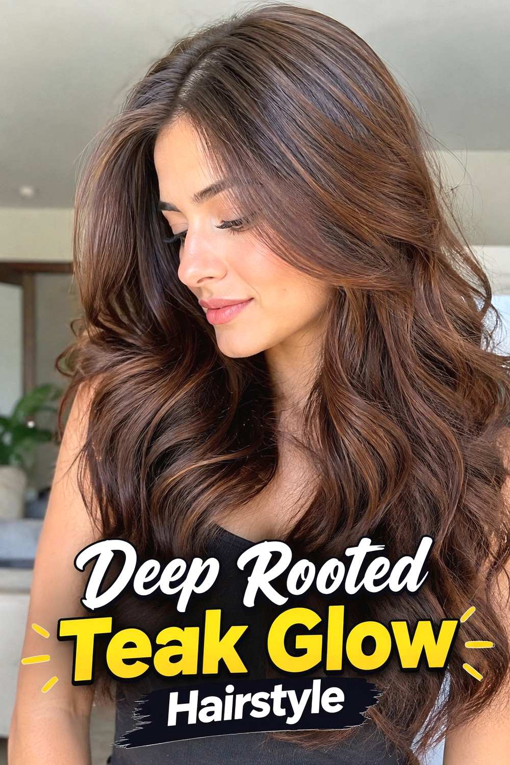 2. Deep Rooted Teak Glow Hairstyle