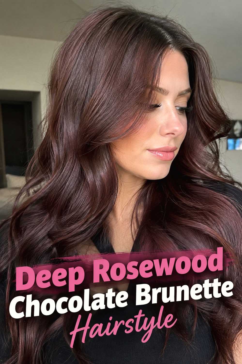 2. Deep Rosewood Chocolate Brunette Hairstyle