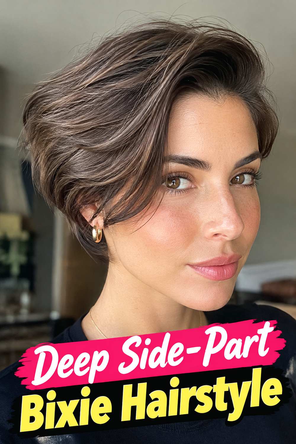 Deep Side-Part Bixie Hairstyle
