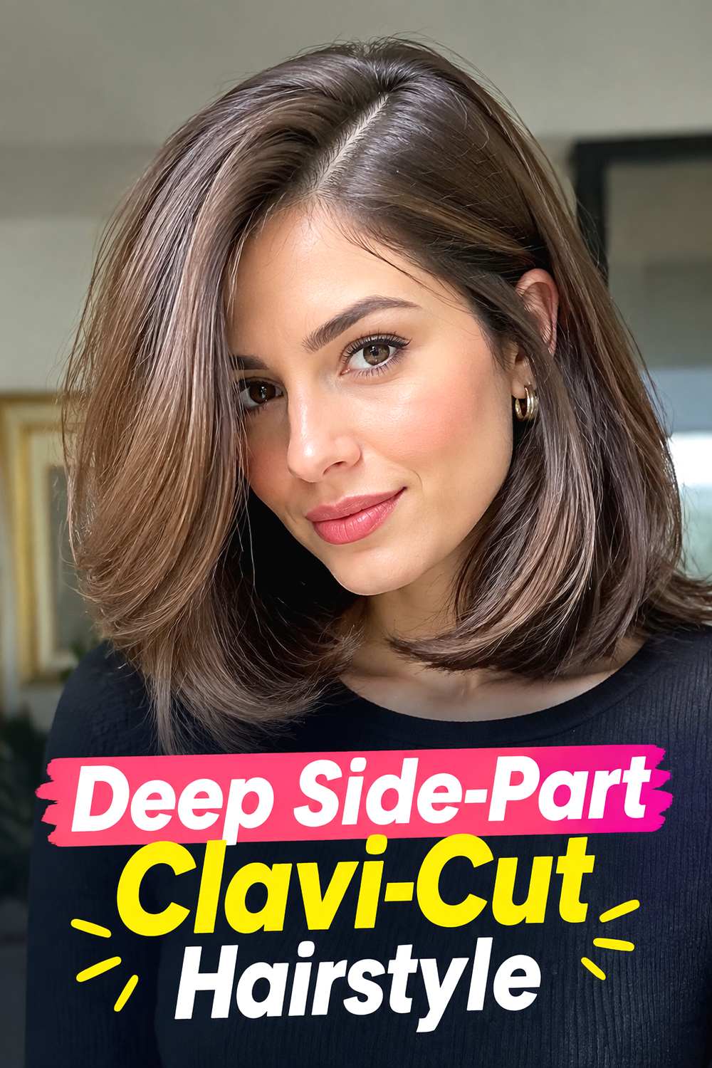 Deep Side-Part Clavi-Cut Hairstyle