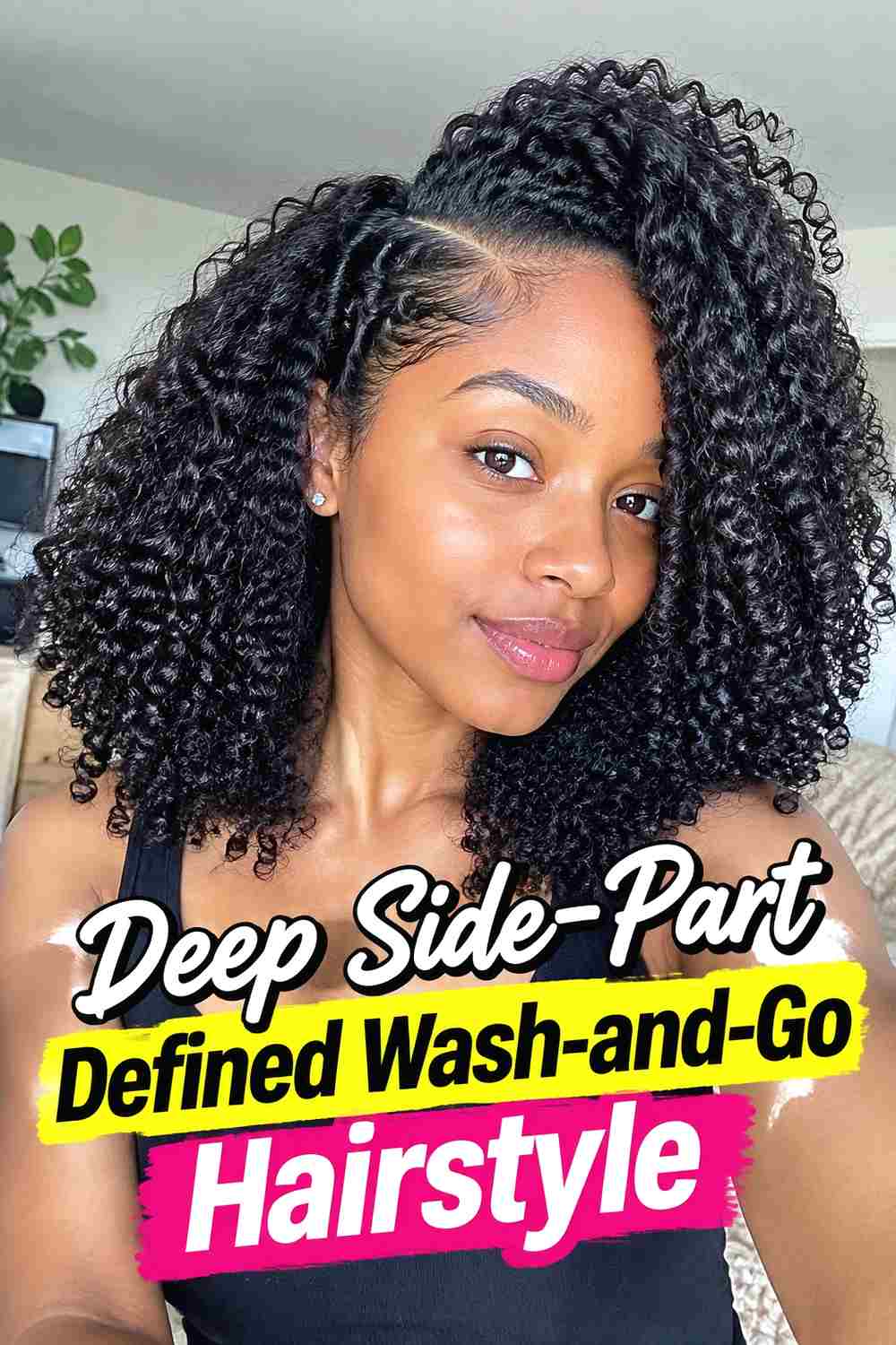 1. Deep Side Part Defined Wash And Go Hairstyle