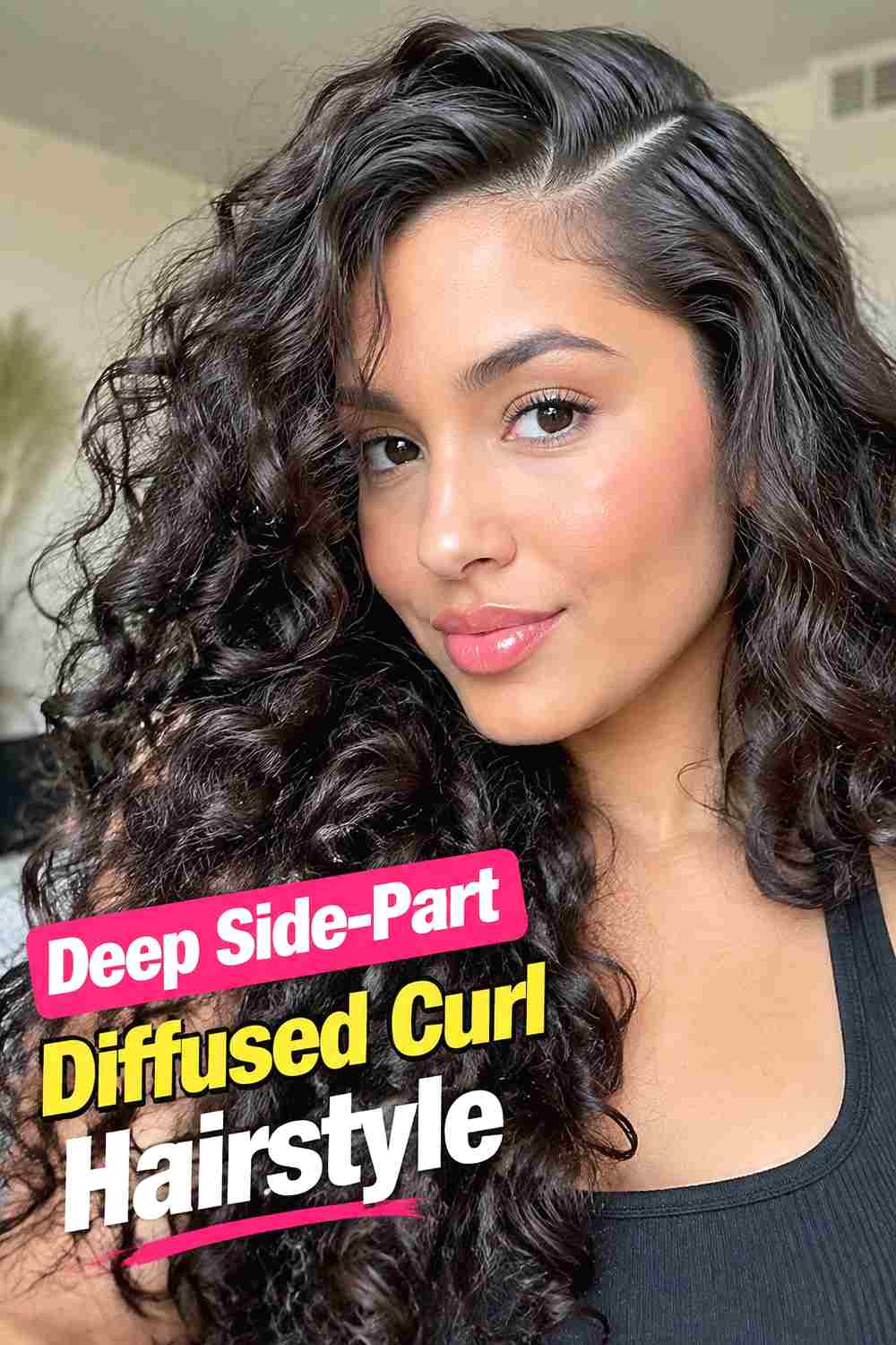 2. Deep Side Part Diffused Curl Hairstyle