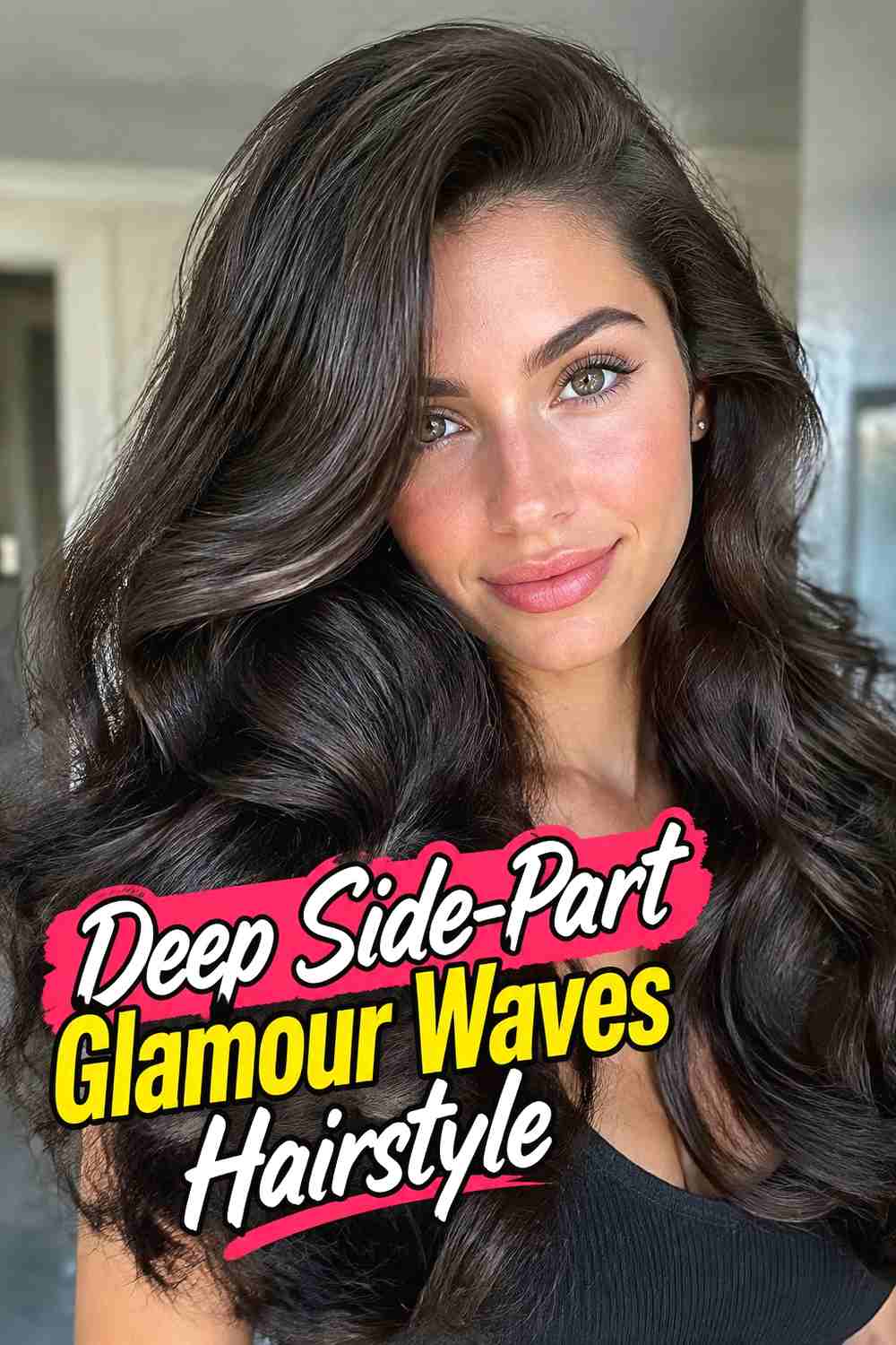 2. Deep Side Part Glamour Waves Hairstyle