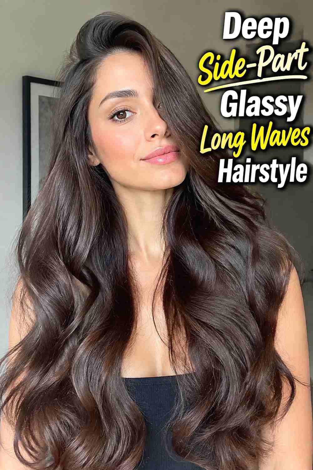 3. Deep Side Part Glassy Long Waves Hairstyle
