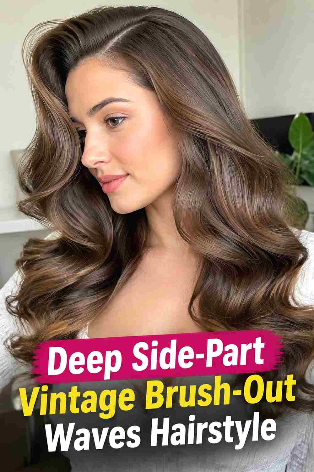 2. Deep Side Part Vintage Brush Out Waves Hairstyle