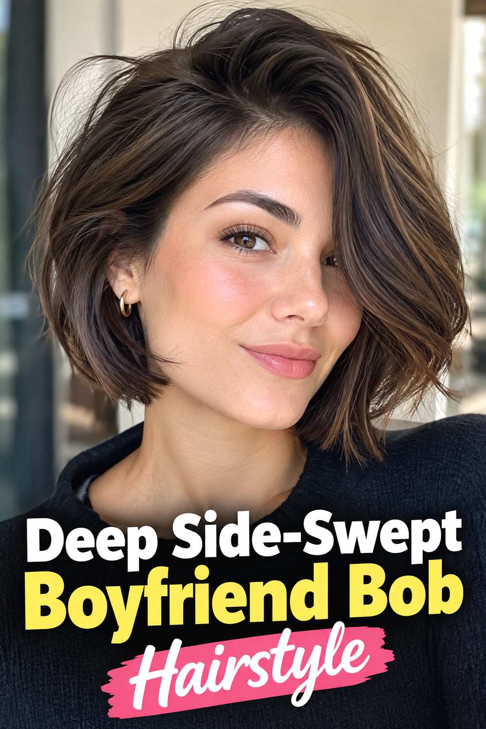 Deep Side-Swept Boyfriend Bob Hairstyle