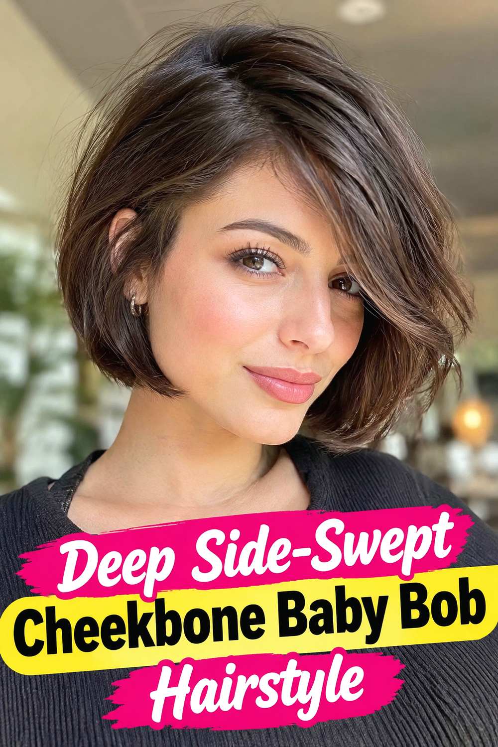 Deep Side-Swept Cheekbone Baby Bob Hairstyle