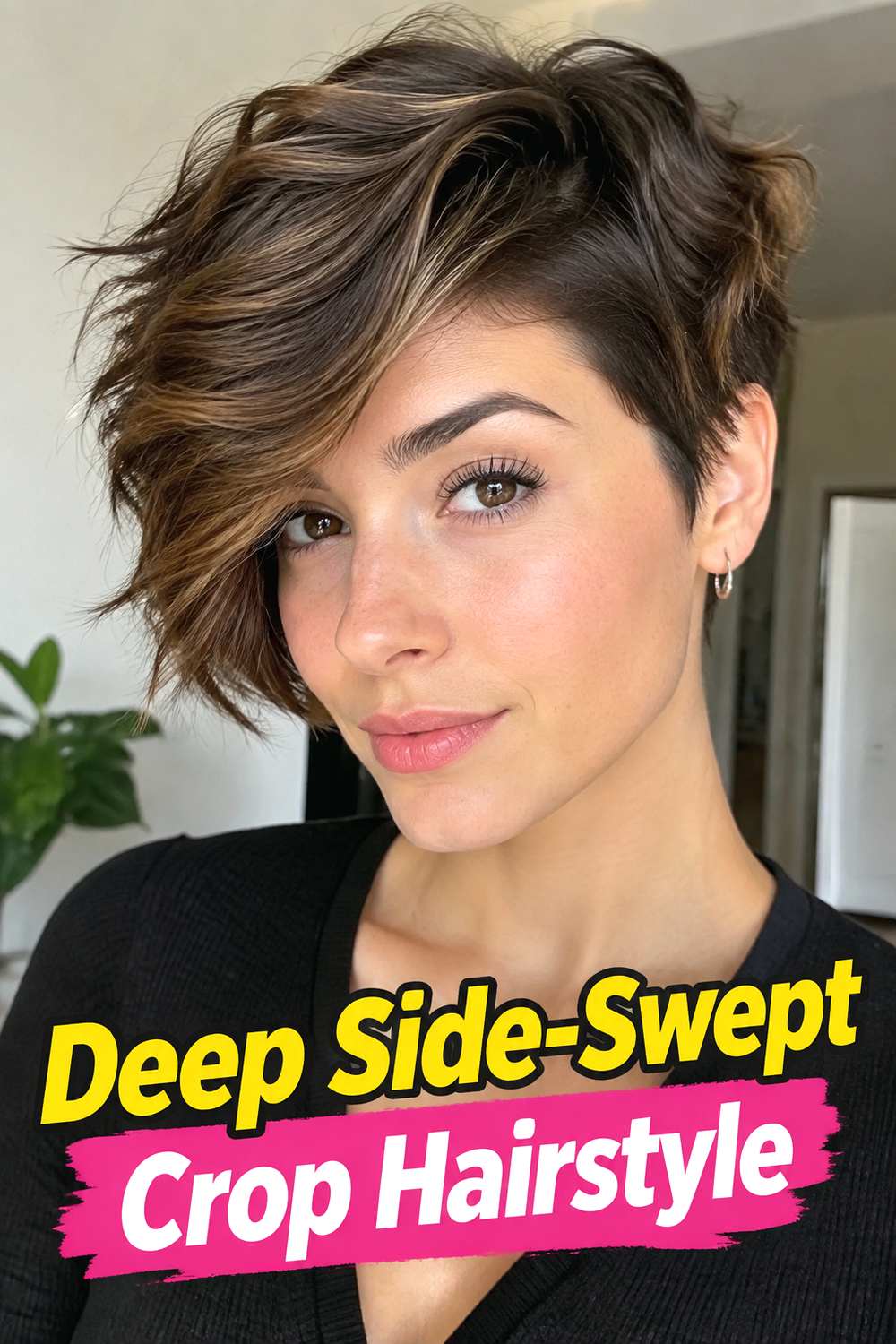 Deep Side-Swept Crop Hairstyle