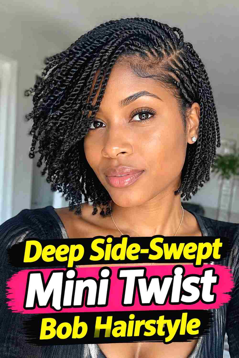 11. Deep Side Swept Mini Twist Bob Hairstyle