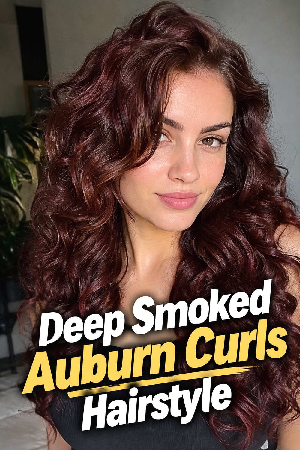 Deep Smoked Auburn Curls Hairstyle
