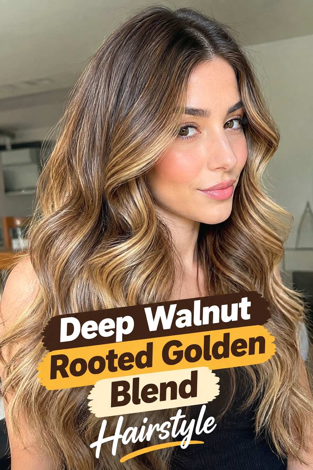 6. Deep Walnut Rooted Golden Blend Hairstyle