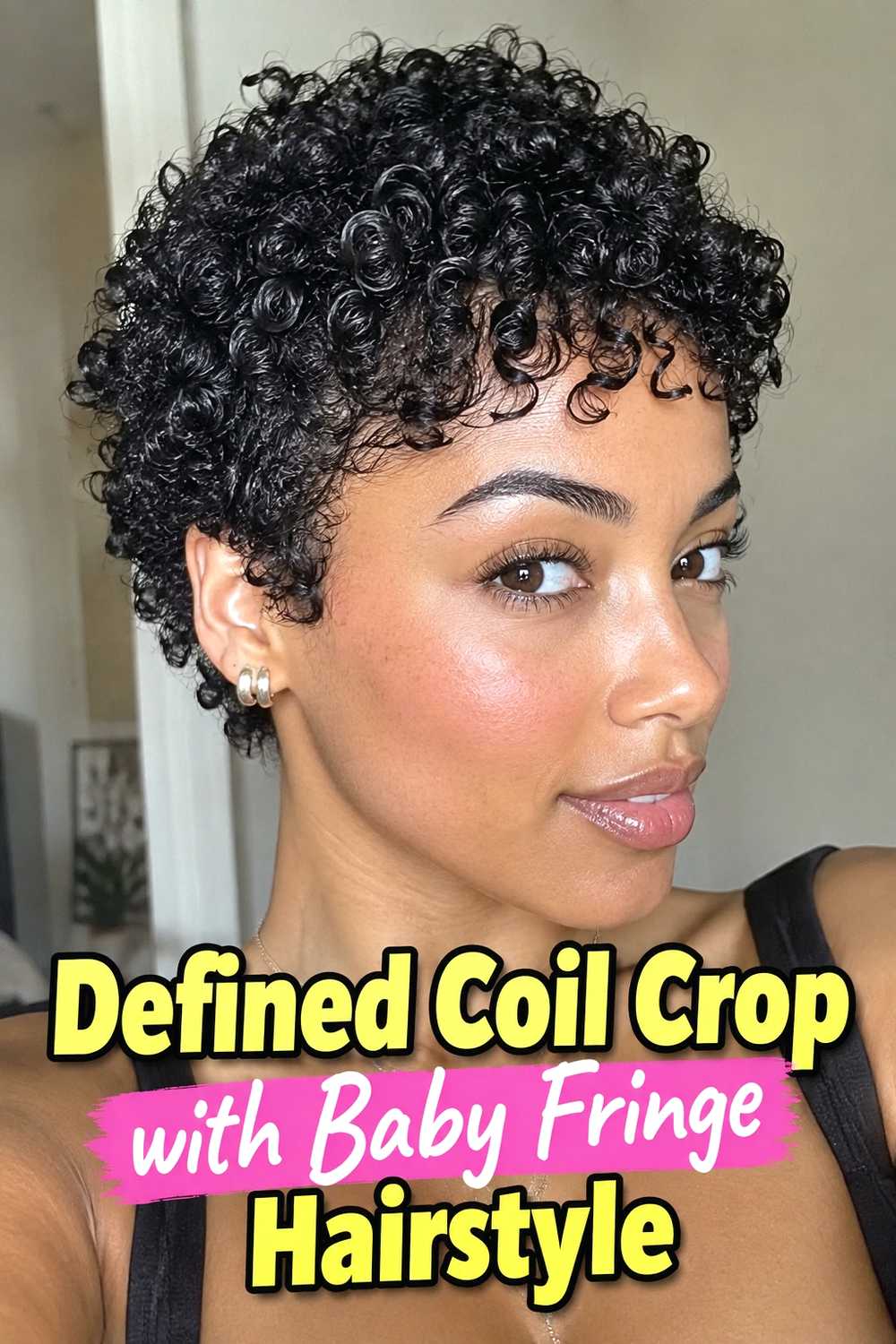 8. Defined Coil Crop With Baby Fringe Hairstyle