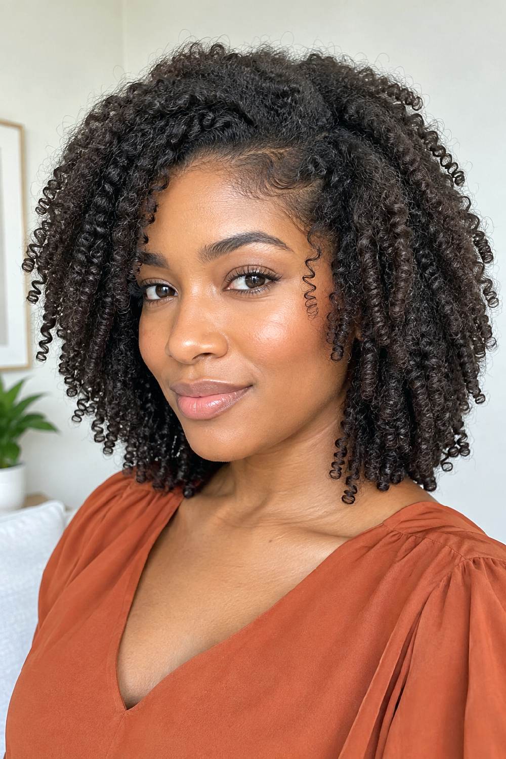 Defined Coily Collarbone Lob Hairstyle