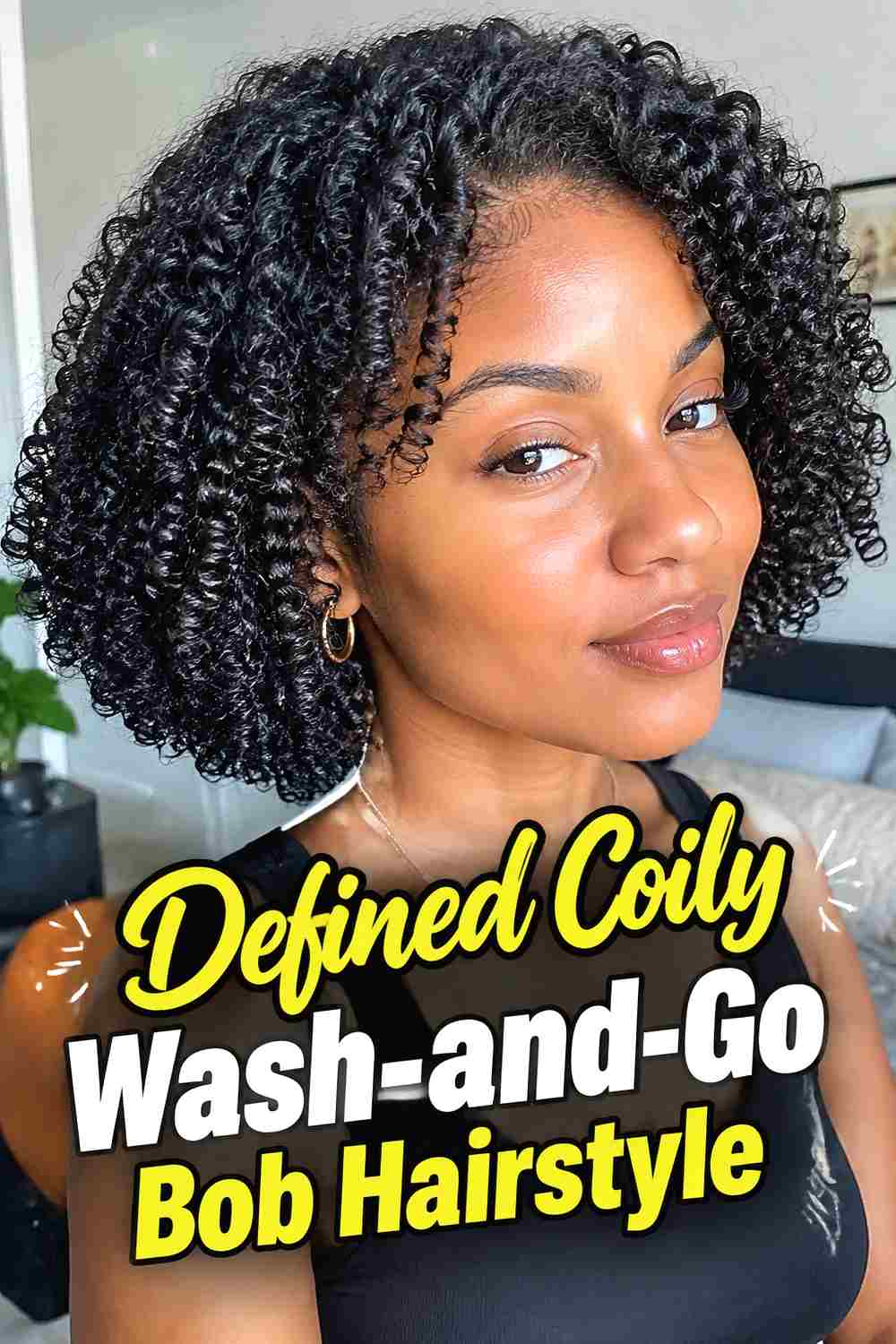 2. Defined Coily Wash And Go Bob Hairstyle