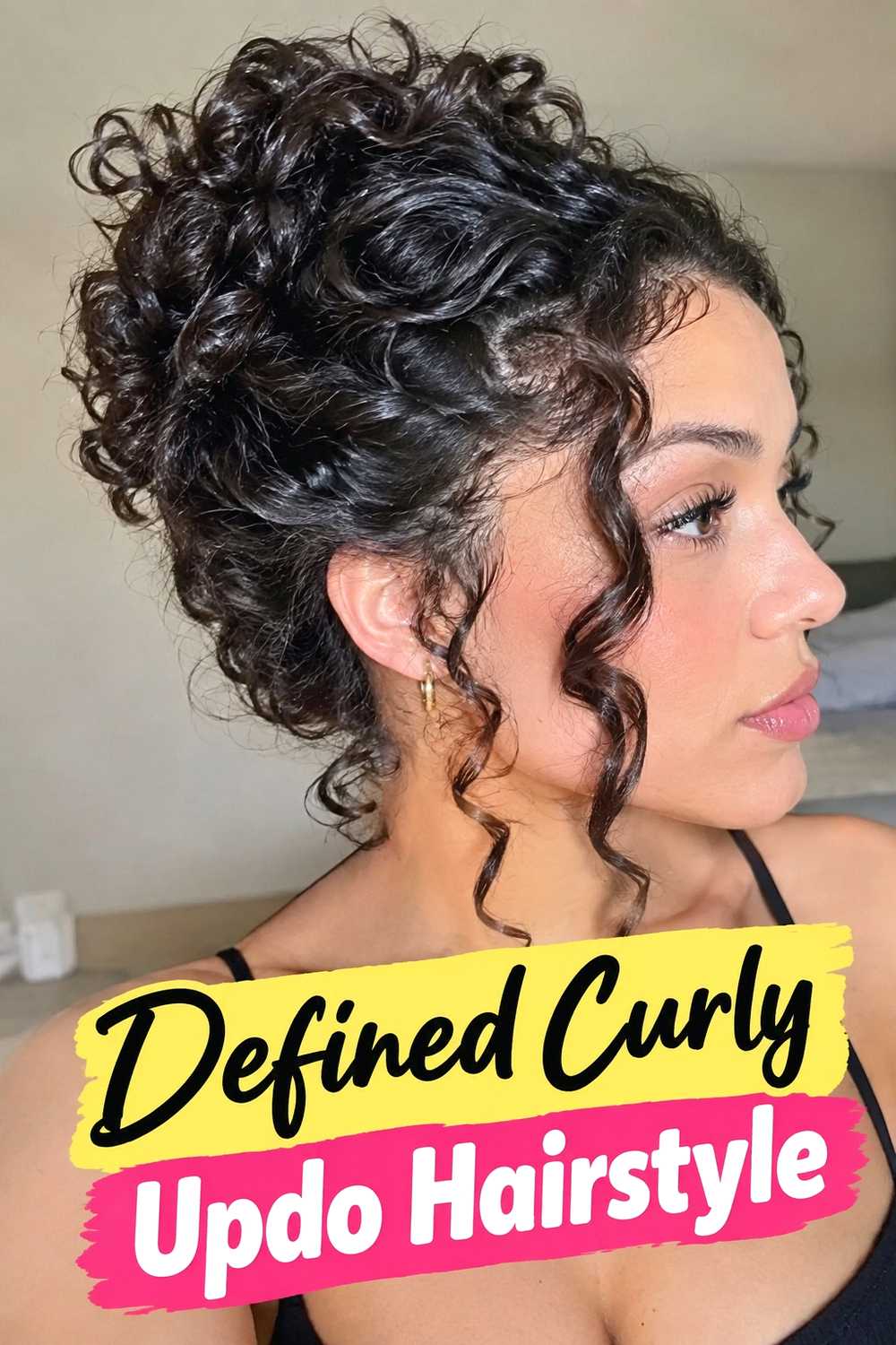 12. Defined Curly Updo Hairstyle