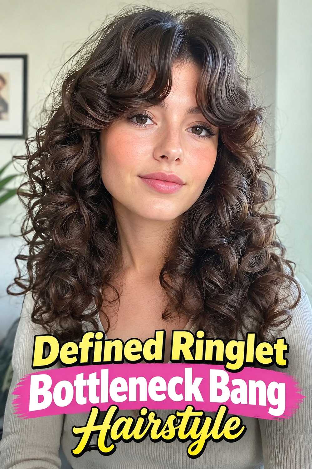2. Defined Ringlet Bottleneck Bang Hairstyle
