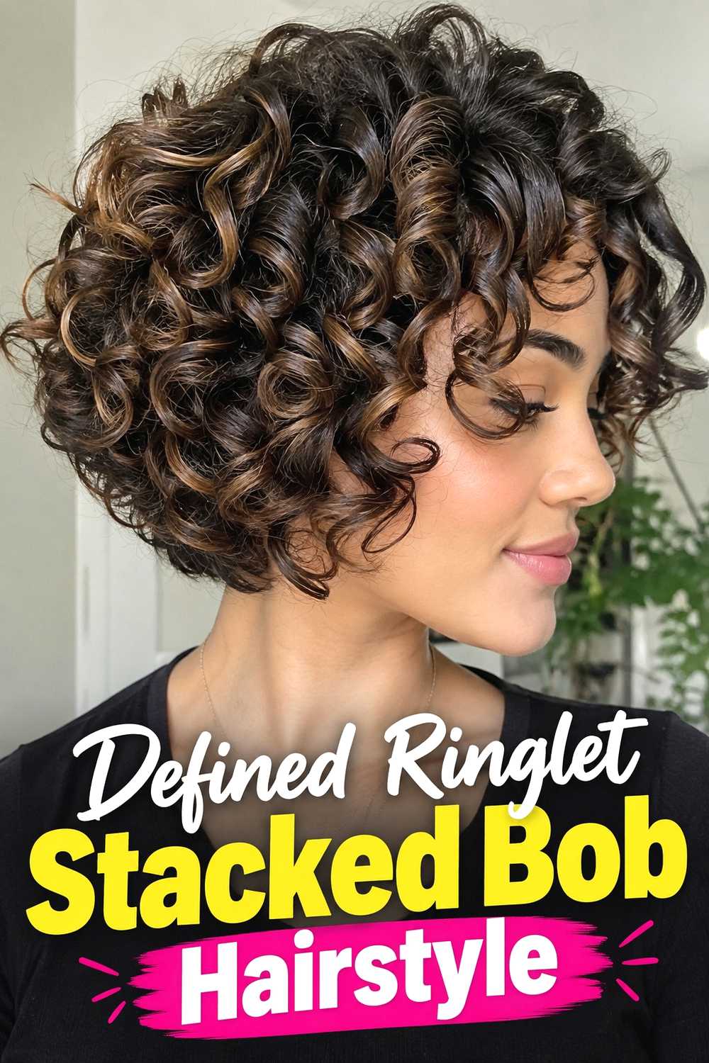 8. Defined Ringlet Stacked Bob Hairstyle