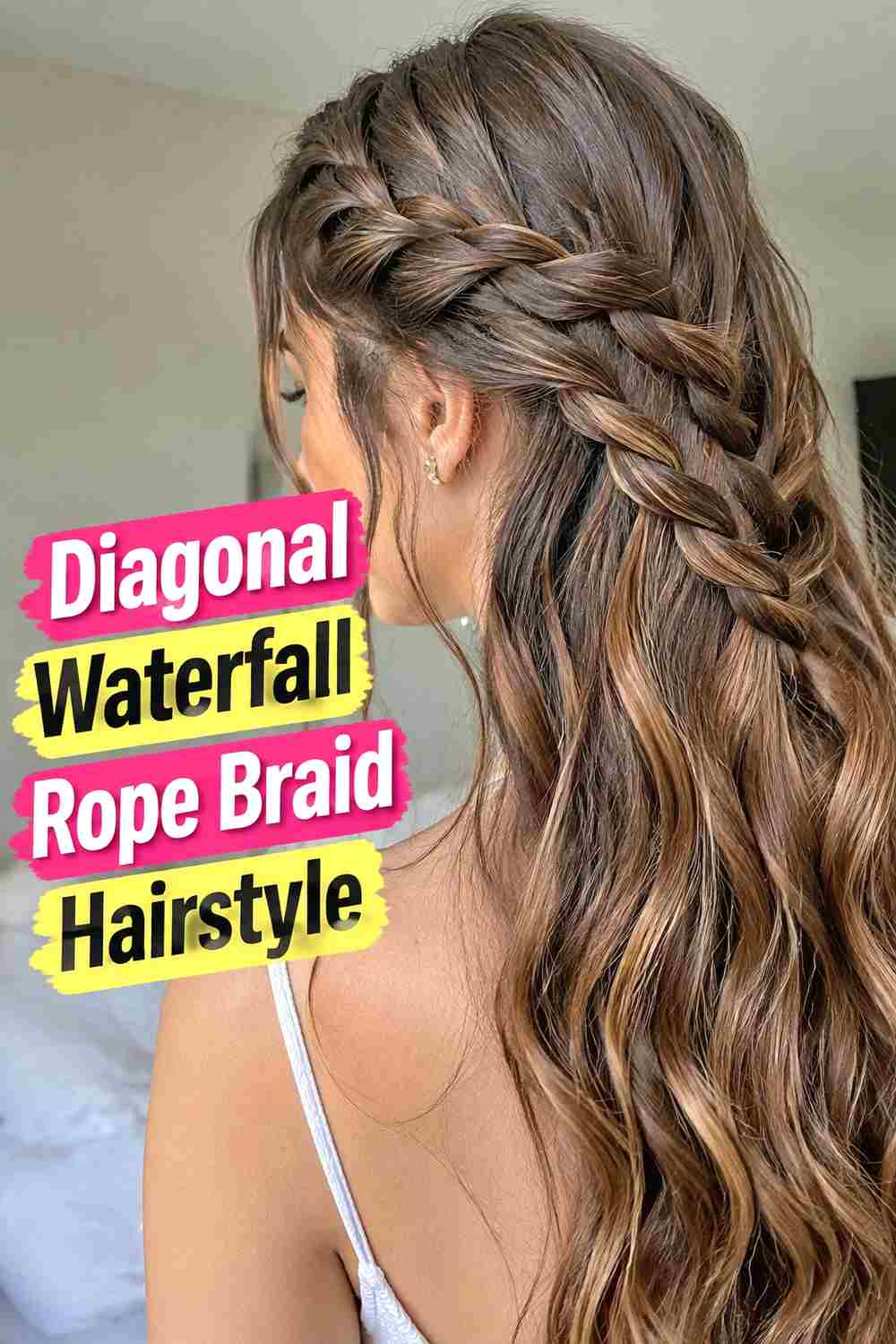 12. Diagonal Waterfall Rope Braid Hairstyle