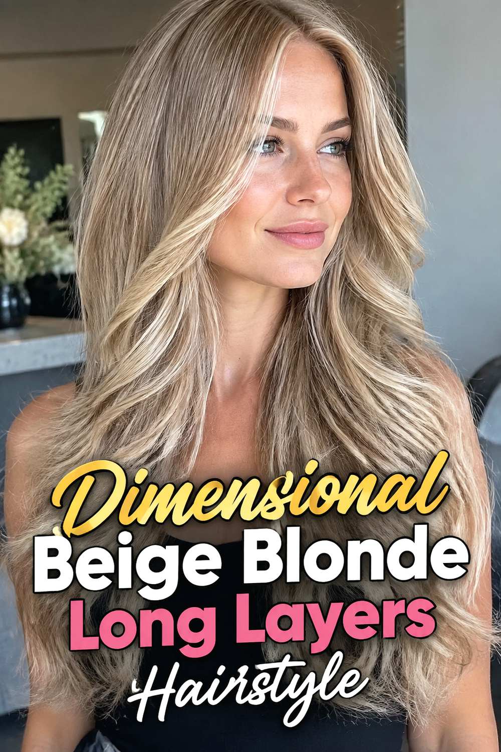 Dimensional Beige Blonde Long Layers Hairstyle