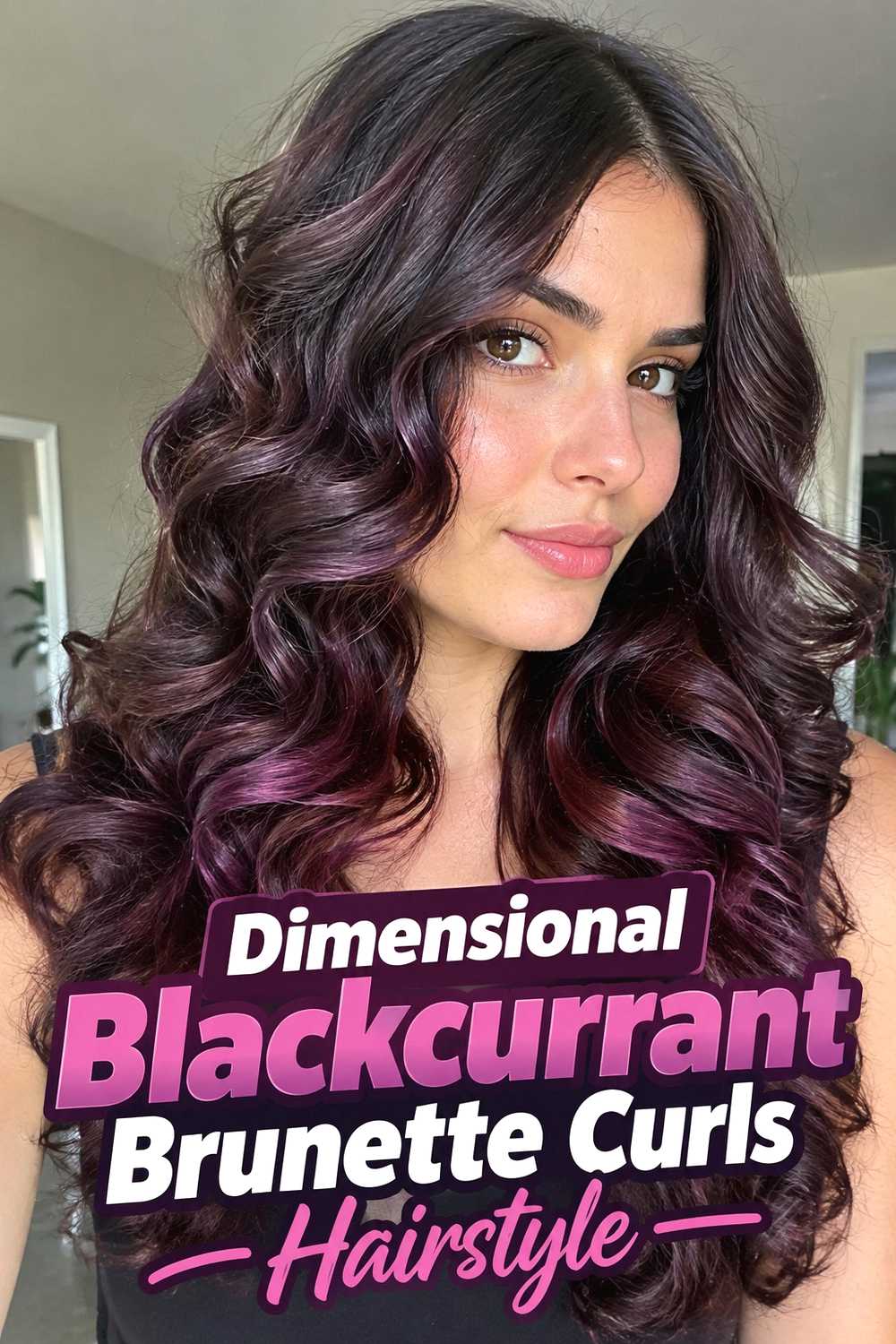 16. Dimensional Blackcurrant Brunette Curls Hairstyle