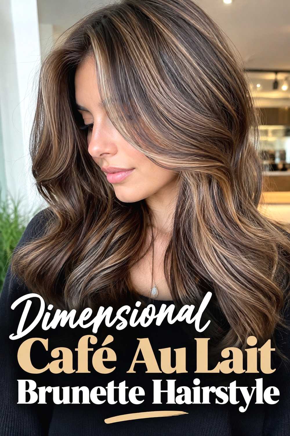 14. Dimensional Cafe Au Lait Brunette Hairstyle