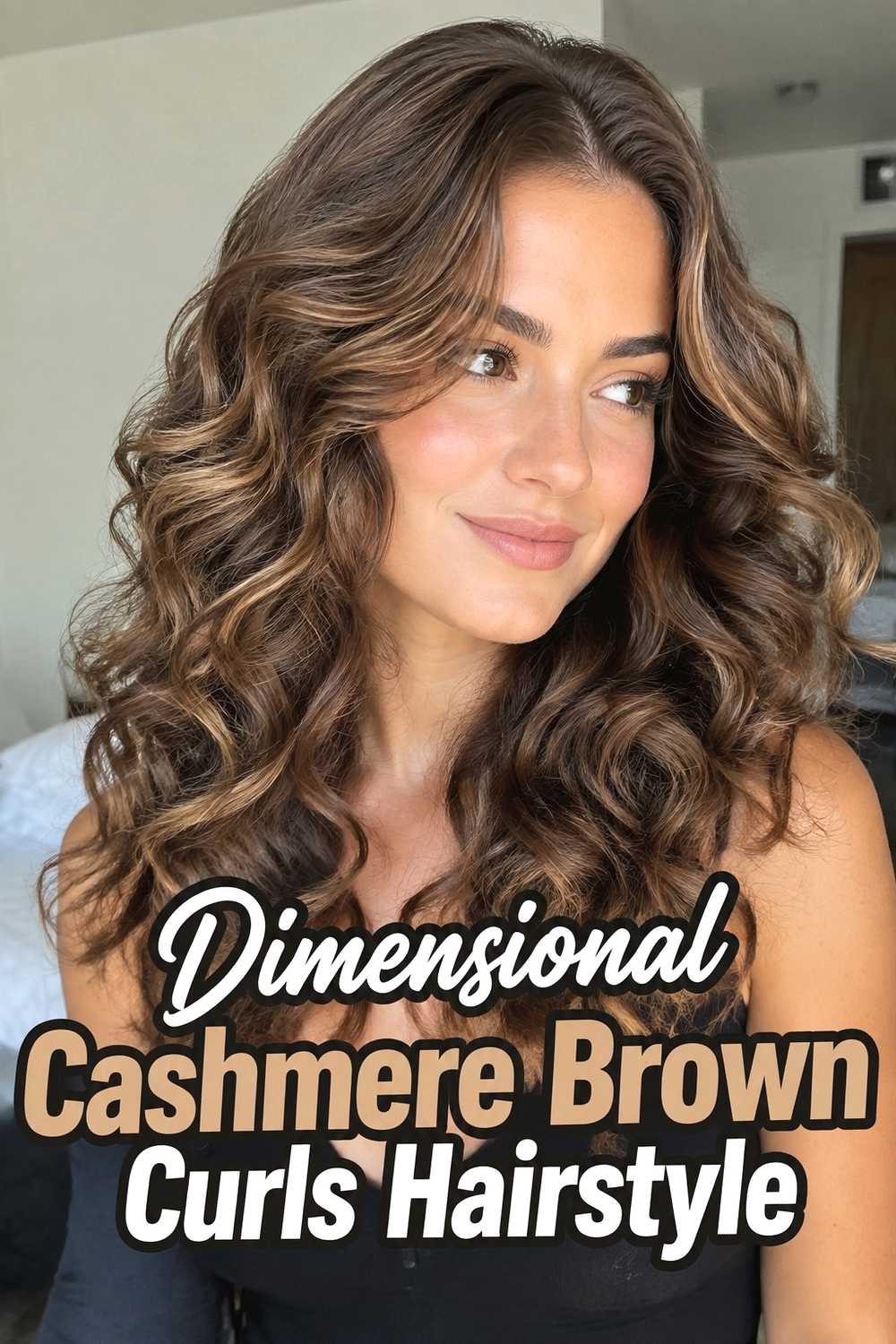11. Dimensional Cashmere Brown Curls Hairstyle