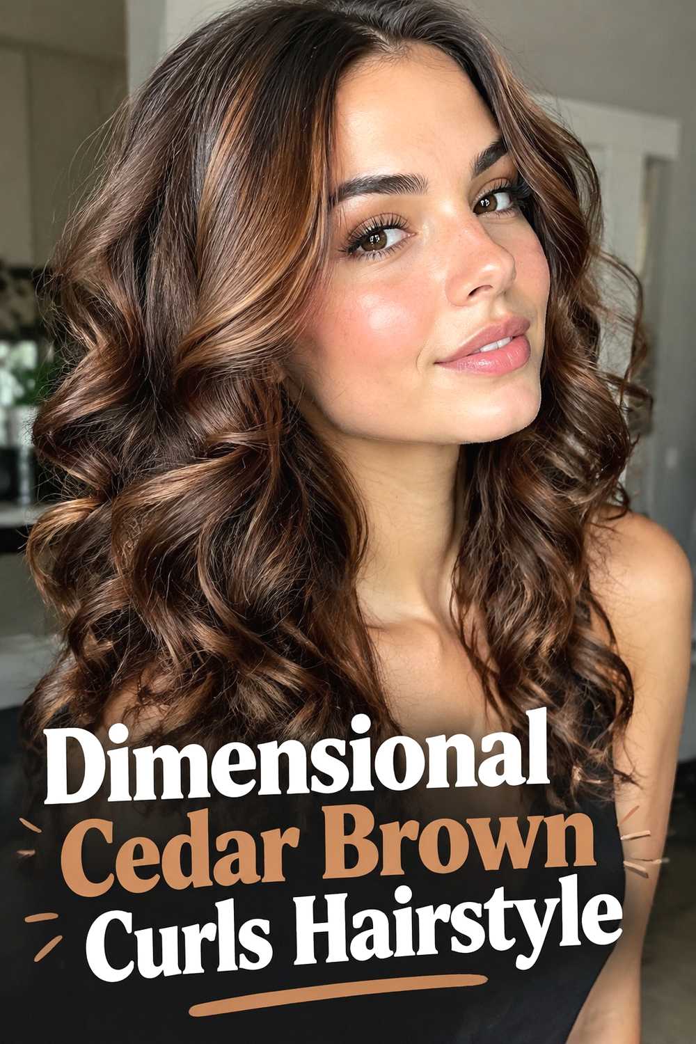 11. Dimensional Cedar Brown Curls Hairstyle