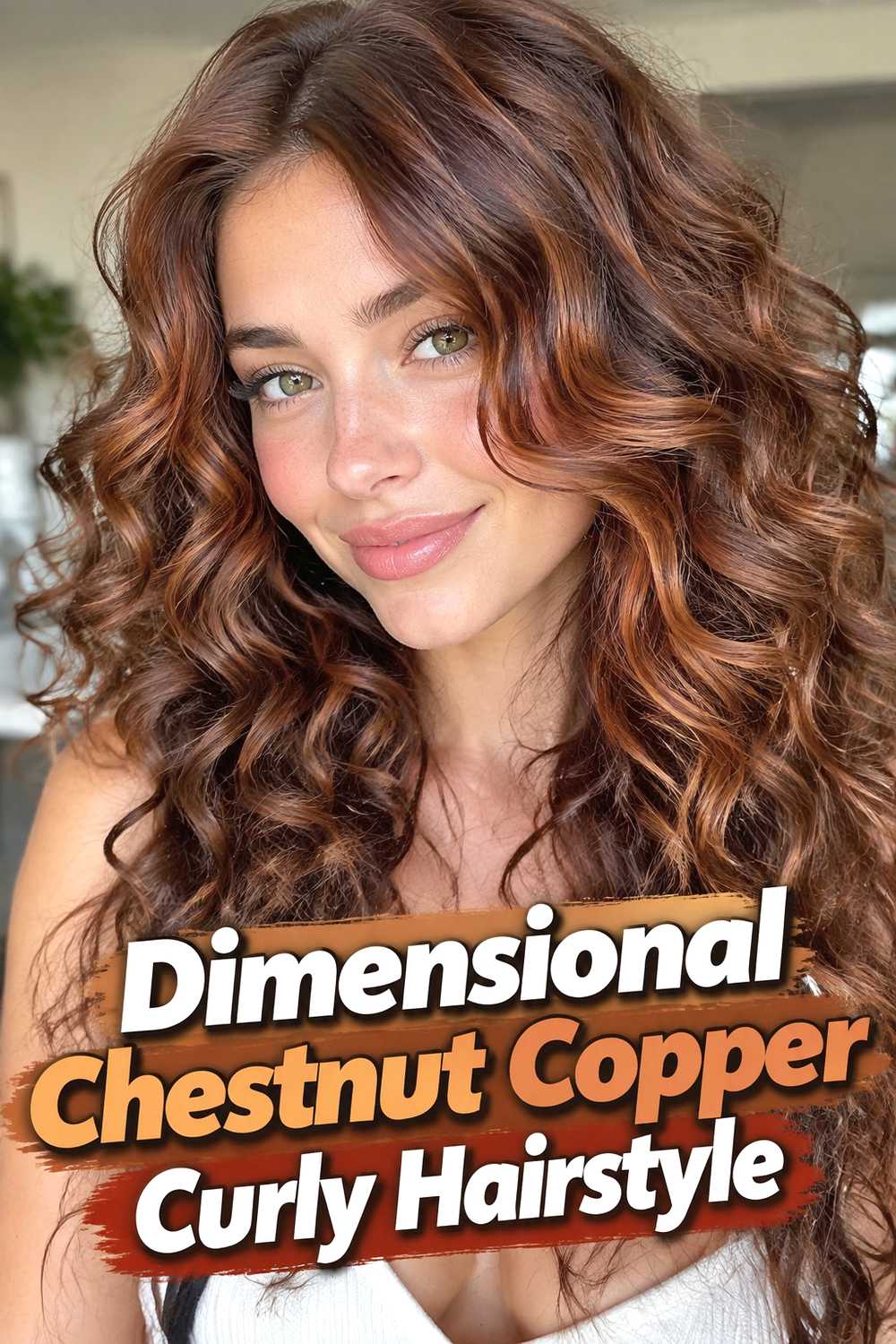 10. Dimensional Chestnut Copper Curly Hairstyle