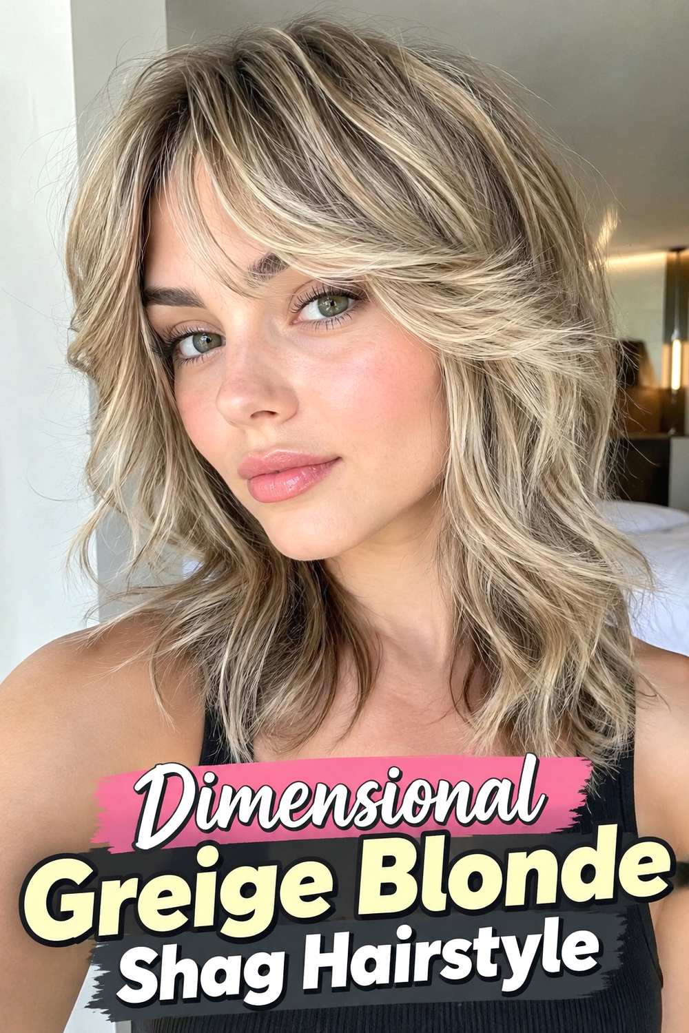11. Dimensional Greige Blonde Shag Hairstyle