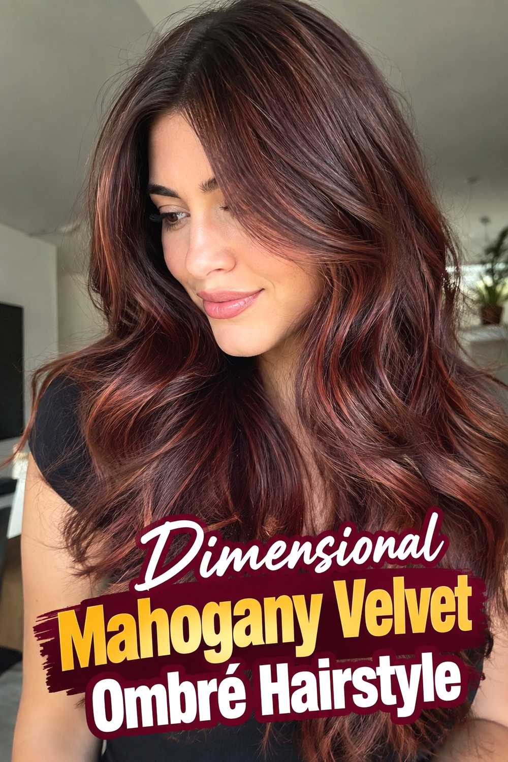 17. Dimensional Mahogany Velvet Ombre Hairstyle