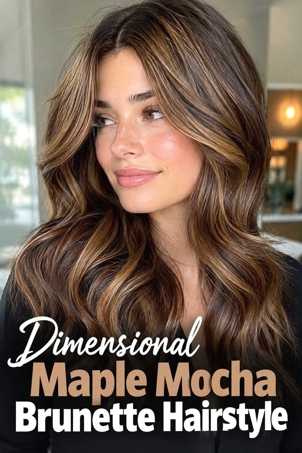 13. Dimensional Maple Mocha Brunette Hairstyle
