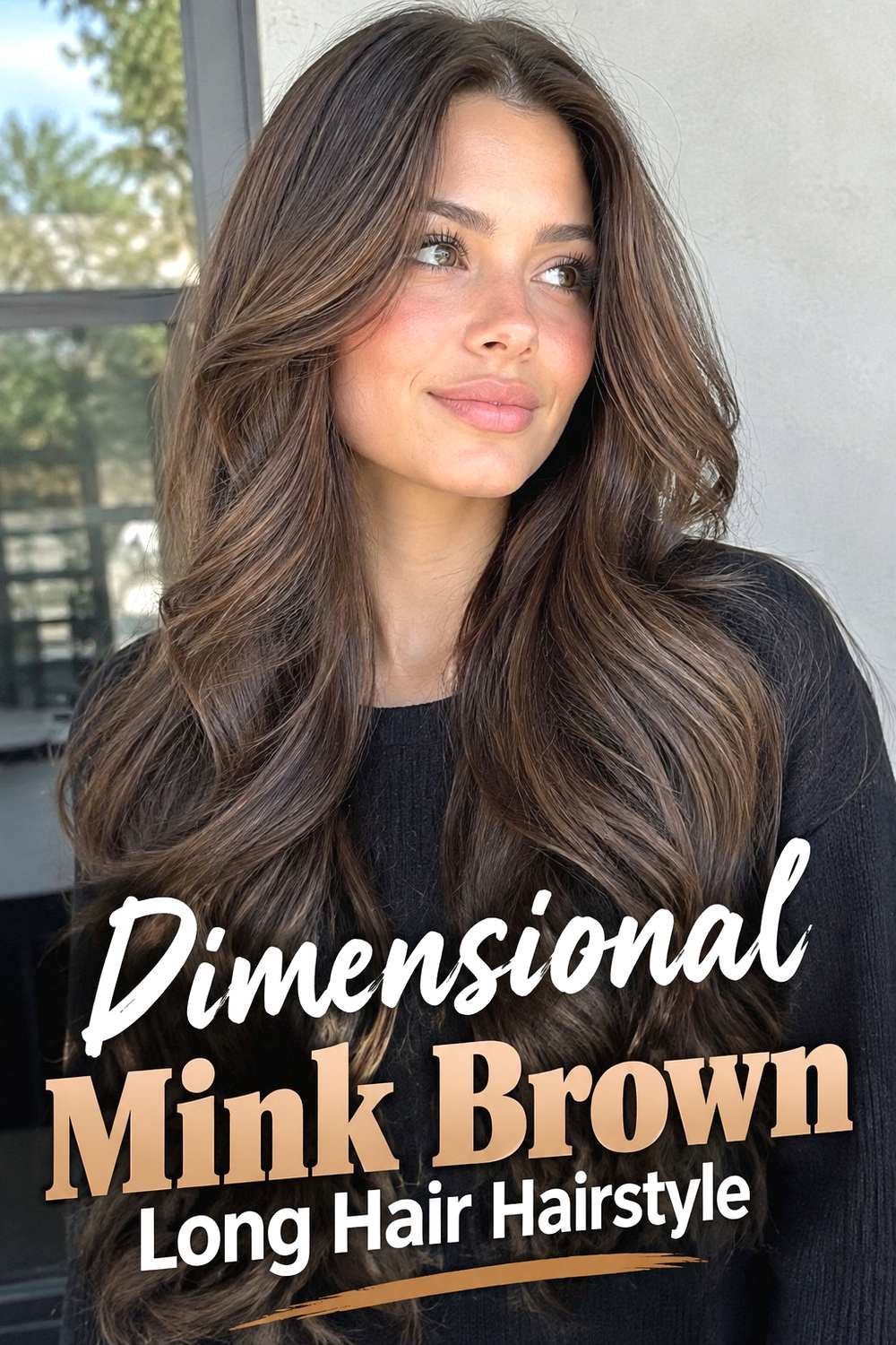 13. Dimensional Mink Brown Long Hair Hairstyle