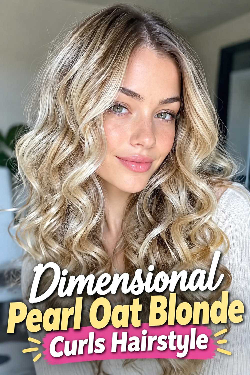 11. Dimensional Pearl Oat Blonde Curls Hairstyle
