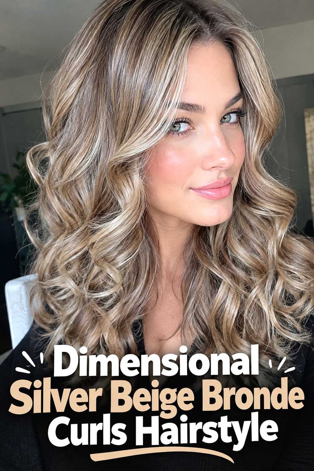 10. Dimensional Silver Beige Bronde Curls Hairstyle
