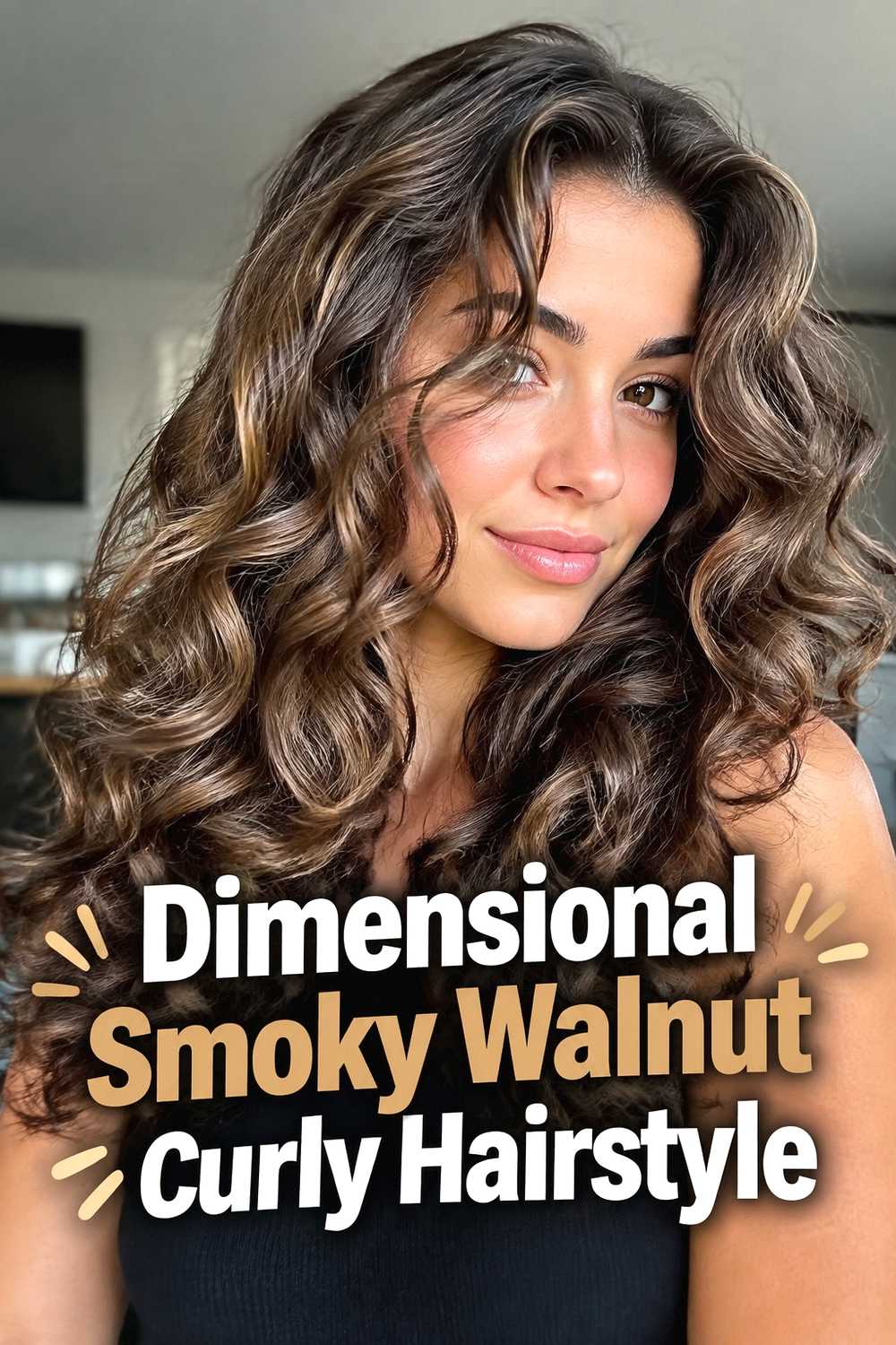 13. Dimensional Smoky Walnut Curly Hairstyle