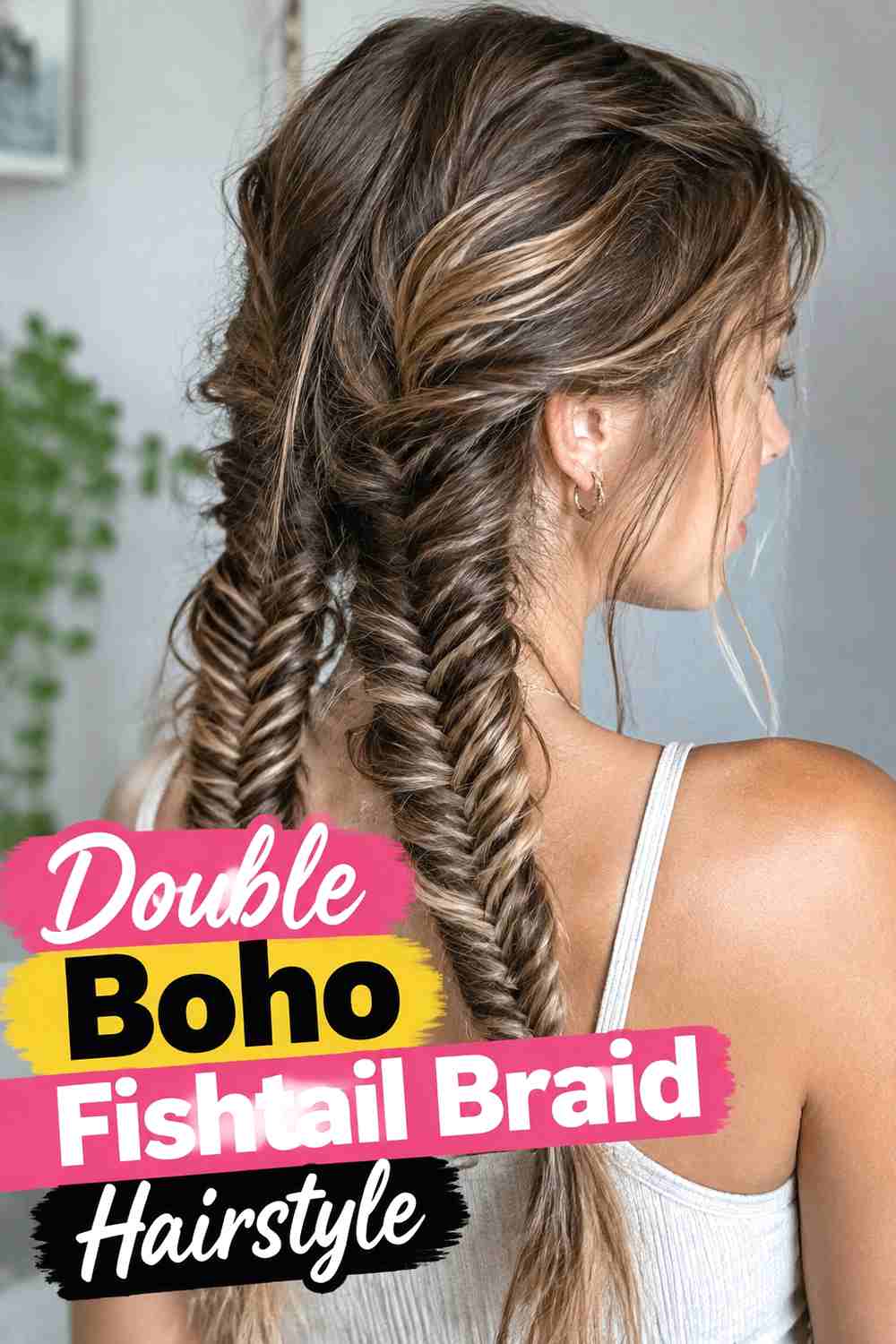 4. Double Boho Fishtail Braid Hairstyle