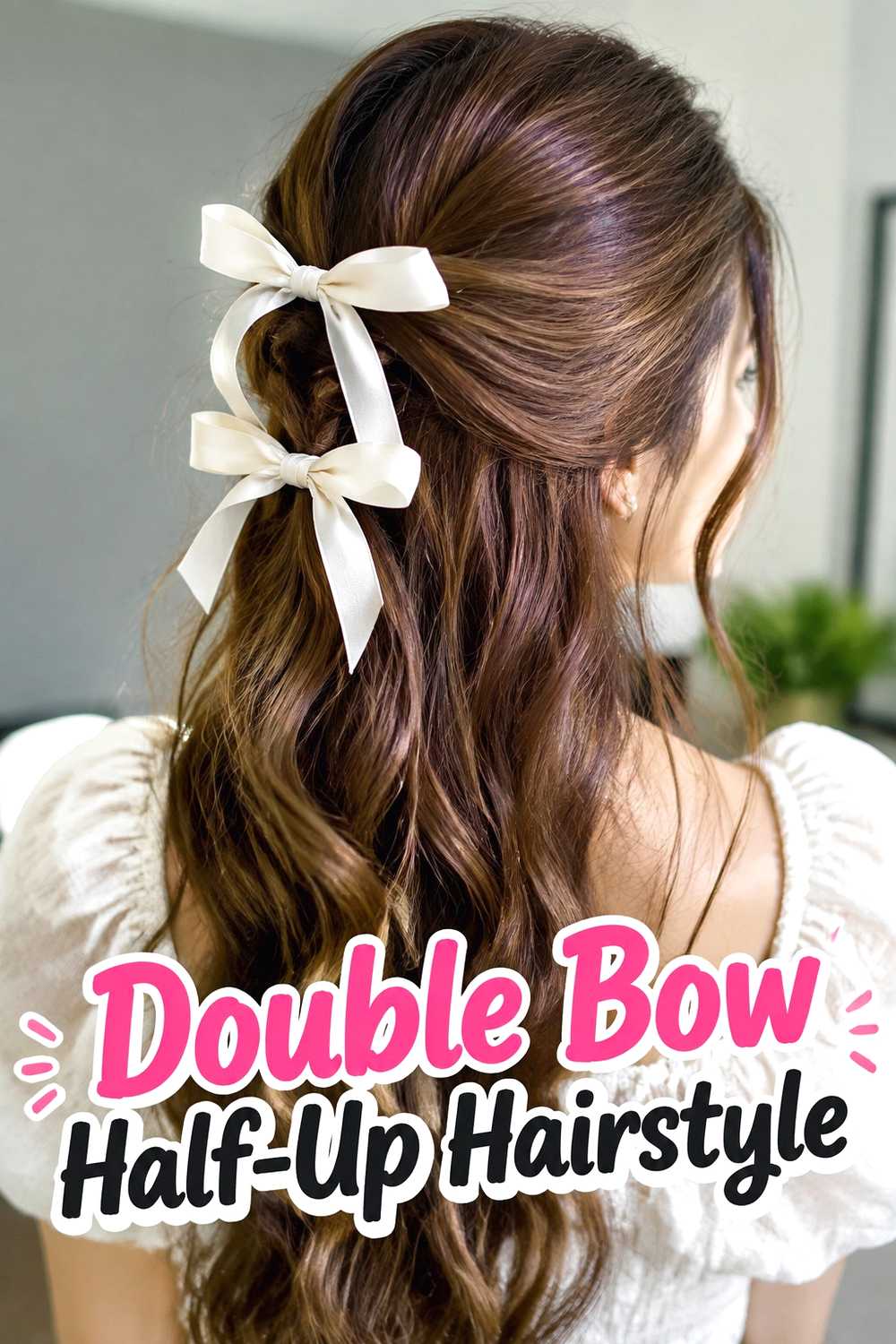 12. Double Bow Half Up Hairstyle