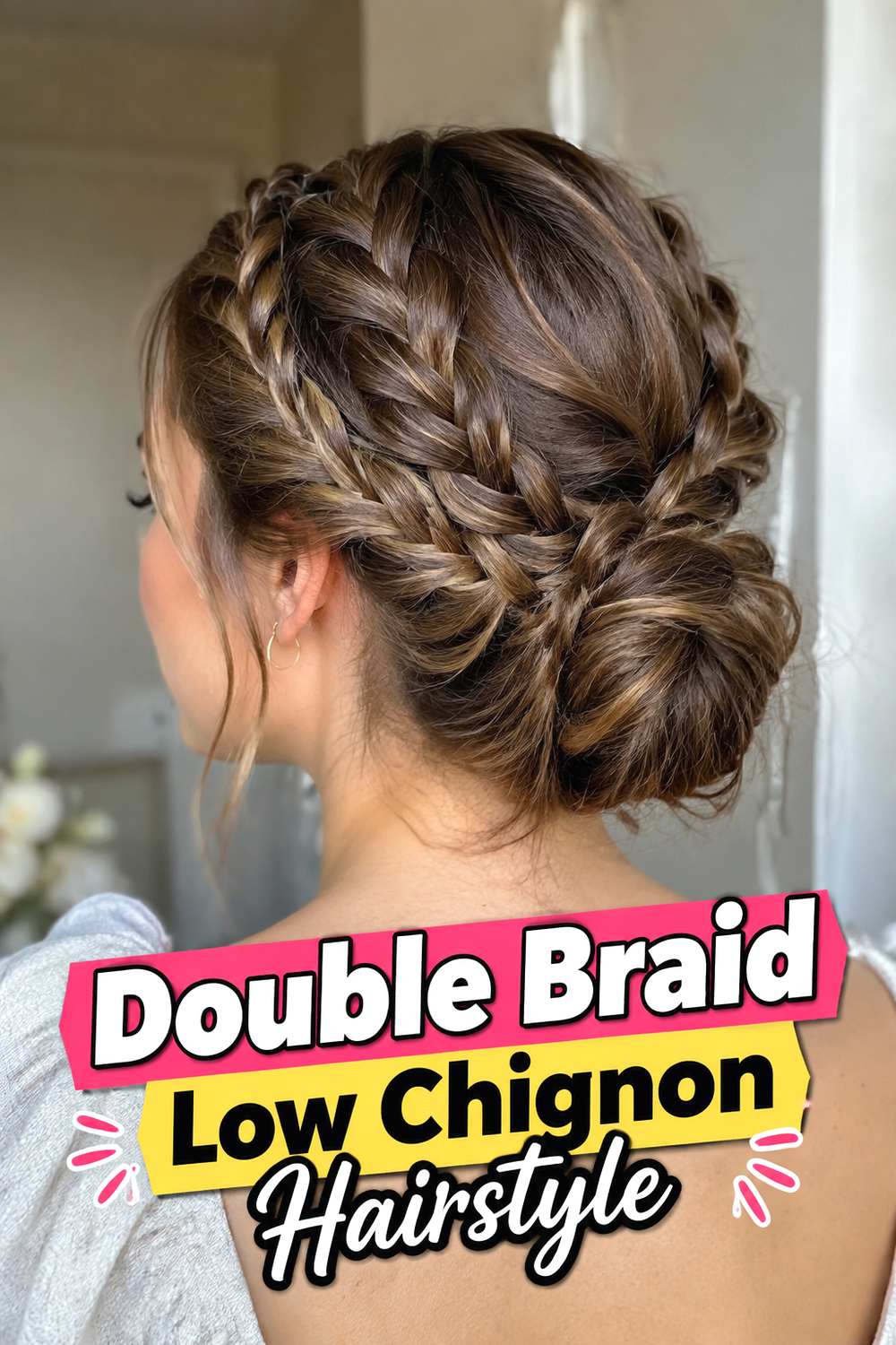 Double Braid Low Chignon Hairstyle