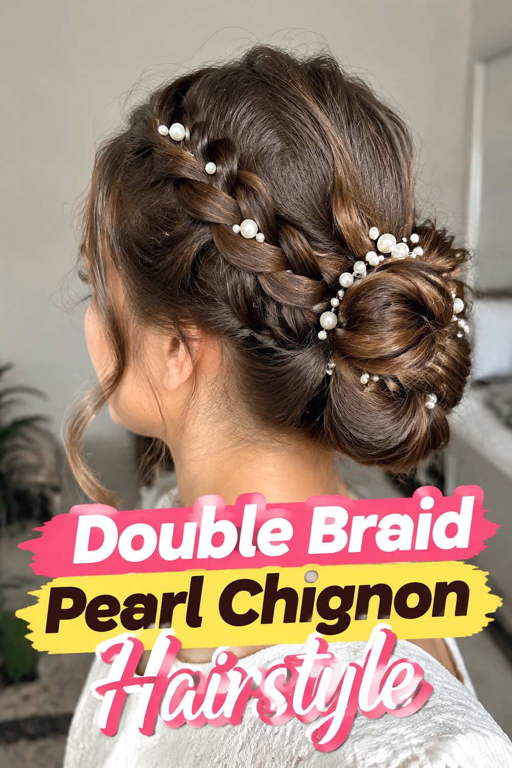 Double Braid Pearl Chignon Hairstyle