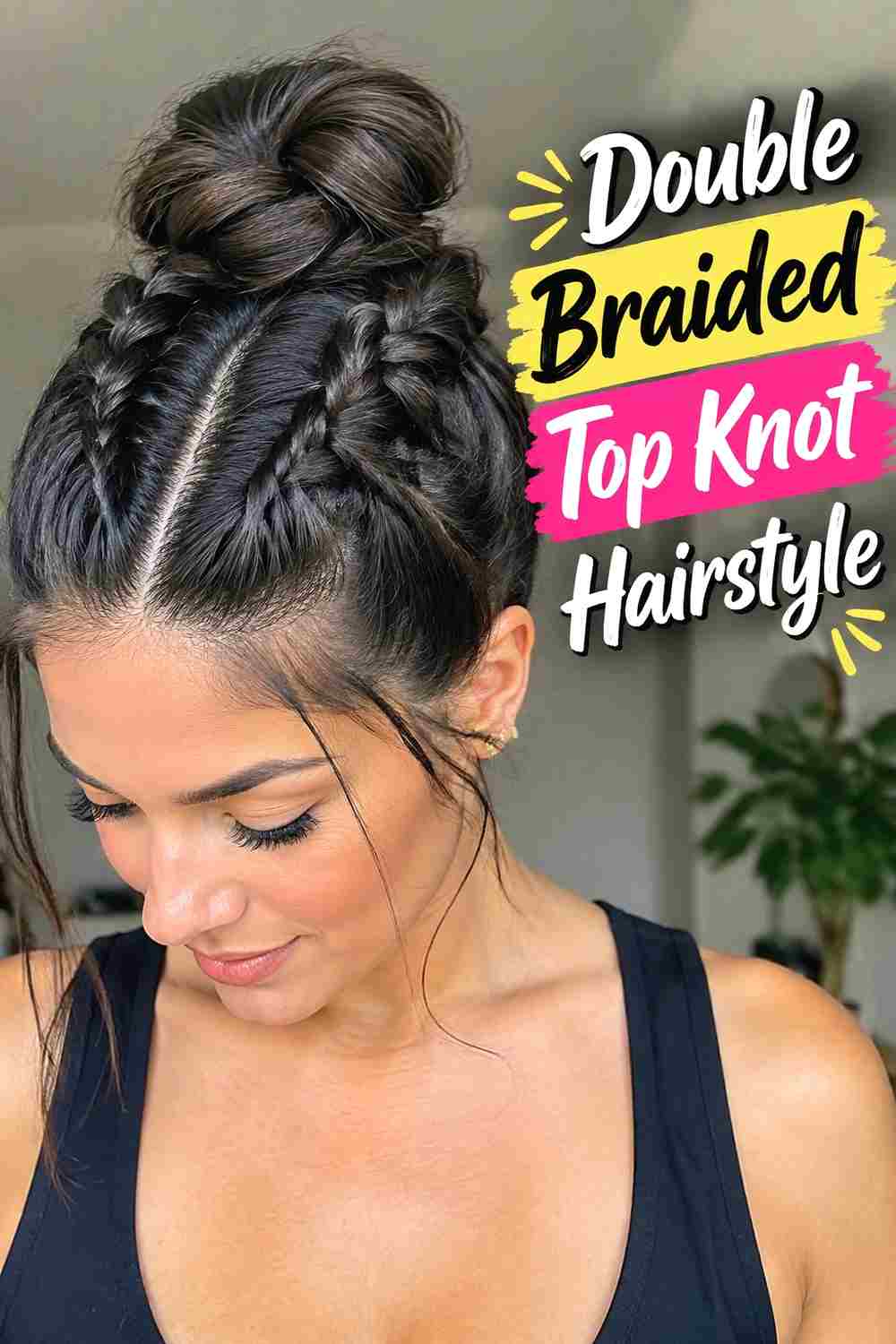 5. Double Braided Top Knot Hairstyle