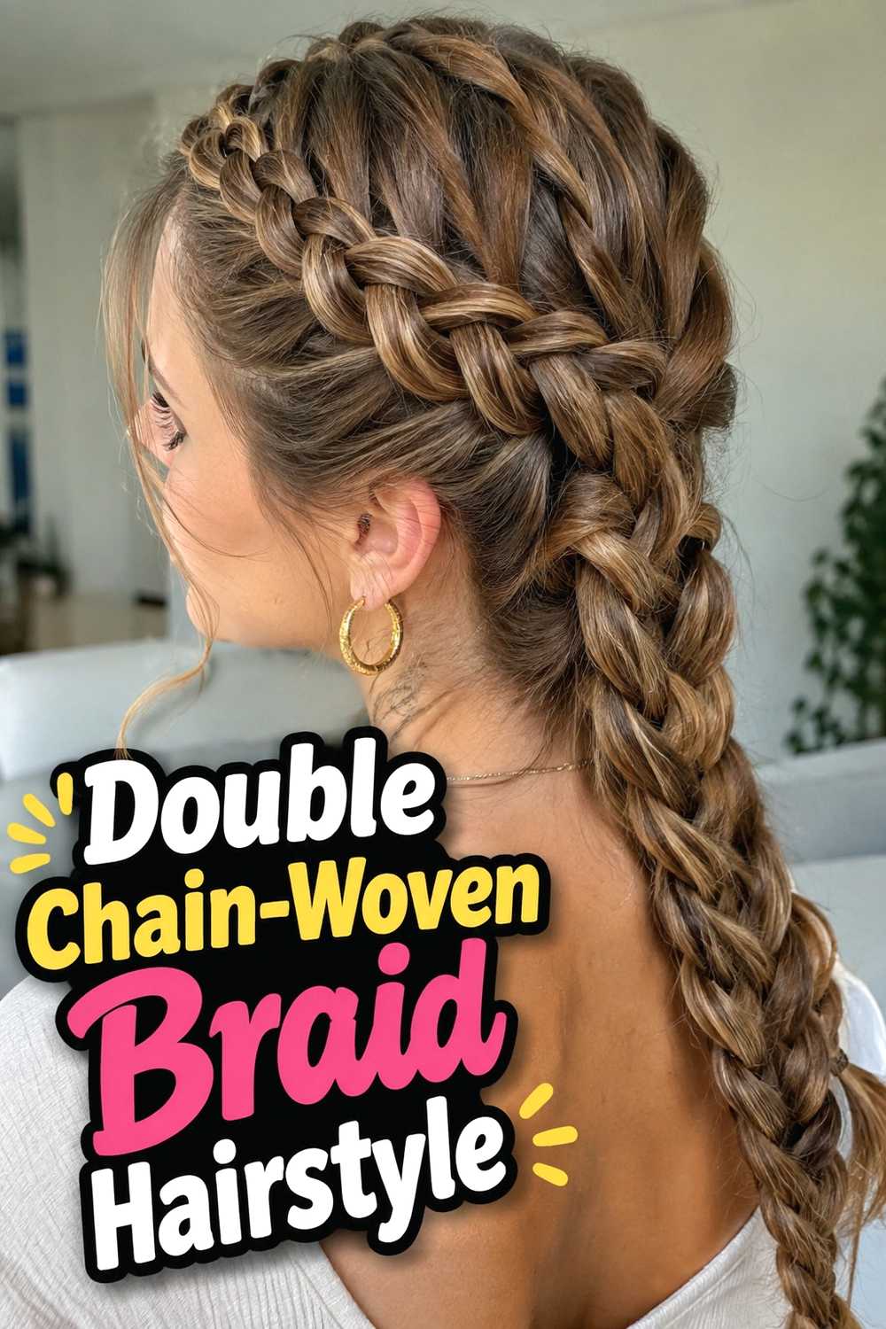 2. Double Chain Woven Braid Hairstyle
