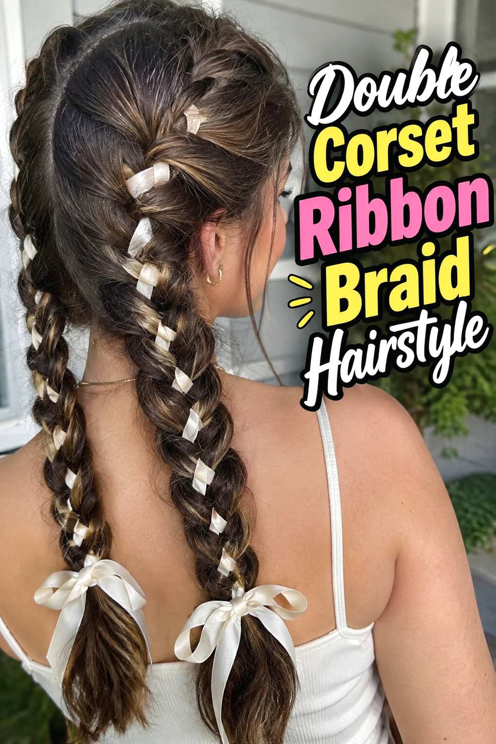 2. Double Corset Ribbon Braid Hairstyle