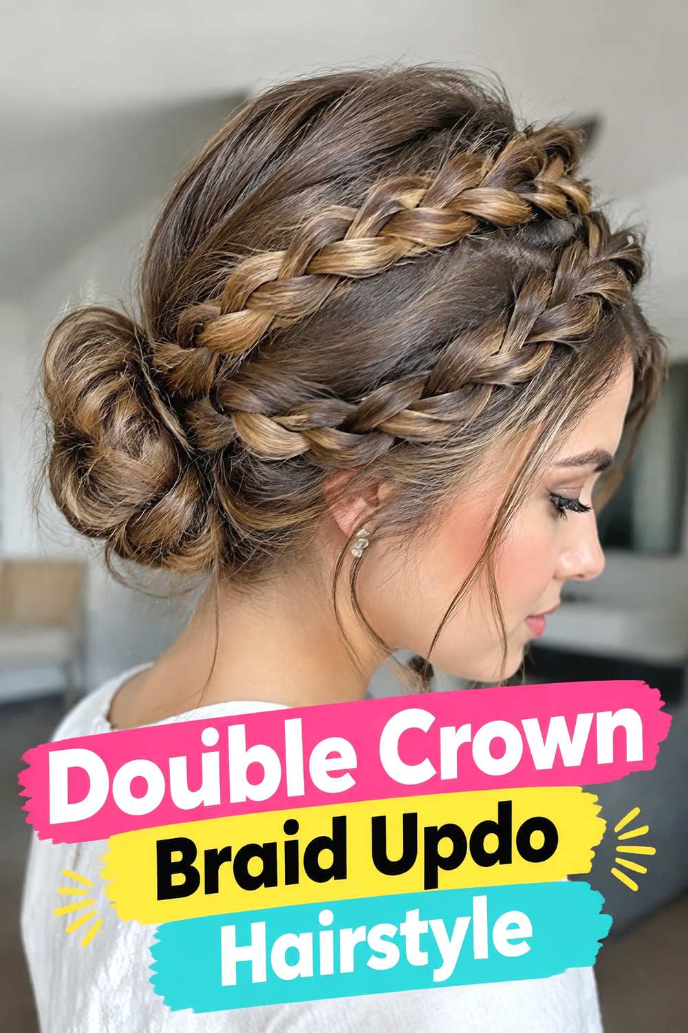 Double Crown Braid Updo Hairstyle