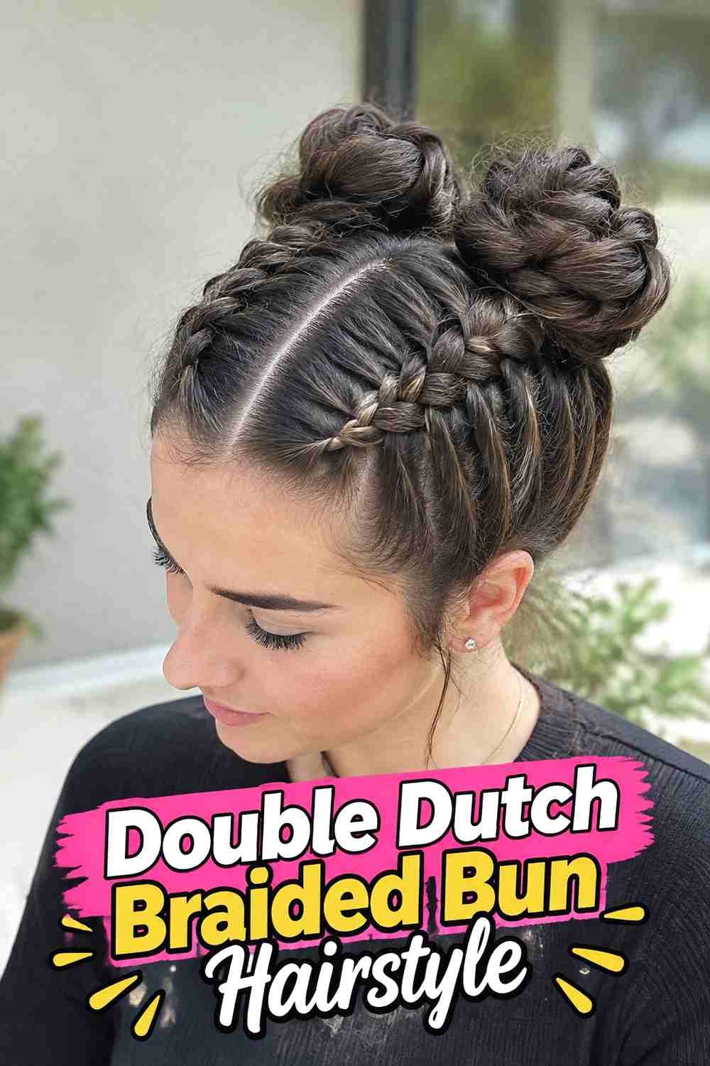 2. Double Dutch Braided Bun Hairstyle
