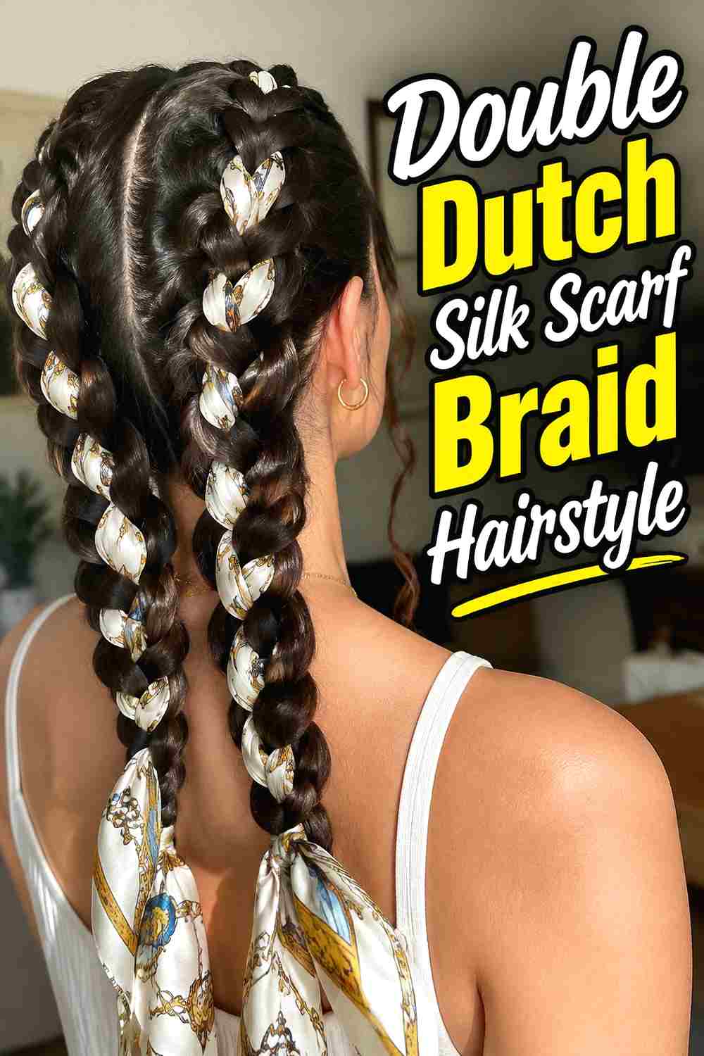 6. Double Dutch Silk Scarf Braid Hairstyle