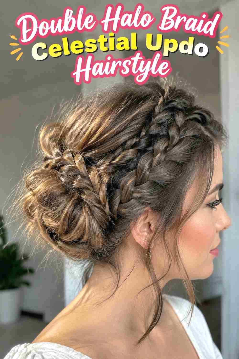 12. Double Halo Braid Celestial Updo Hairstyle
