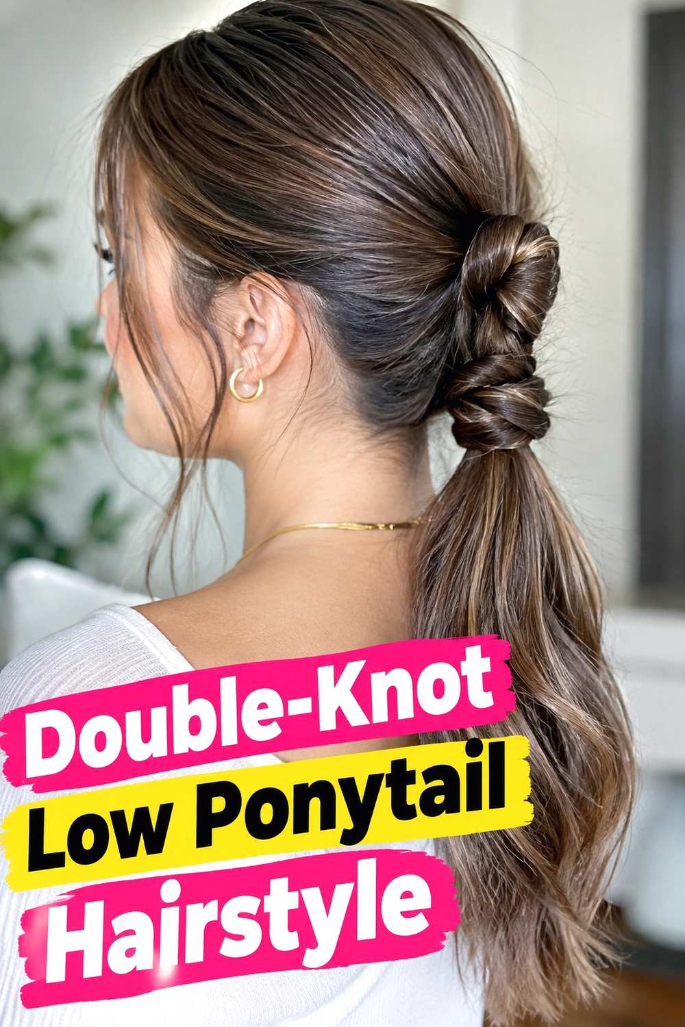 5. Double Knot Low Ponytail Hairstyle