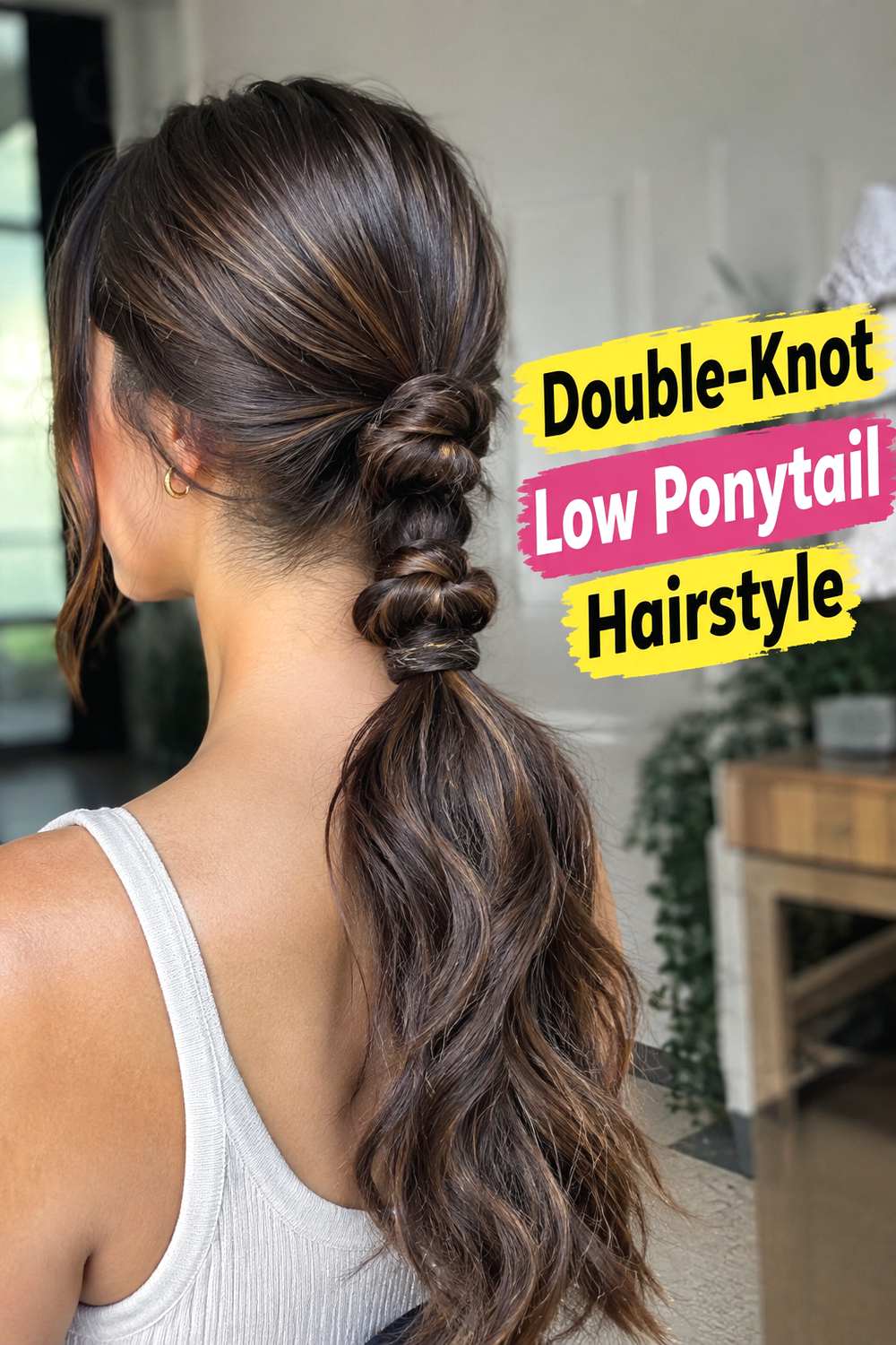 Double-Knot Low Ponytail Hairstyle