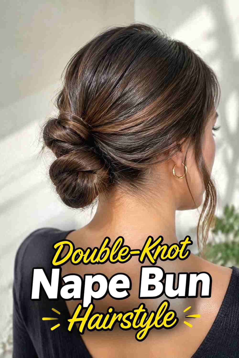 8. Double Knot Nape Bun Hairstyle